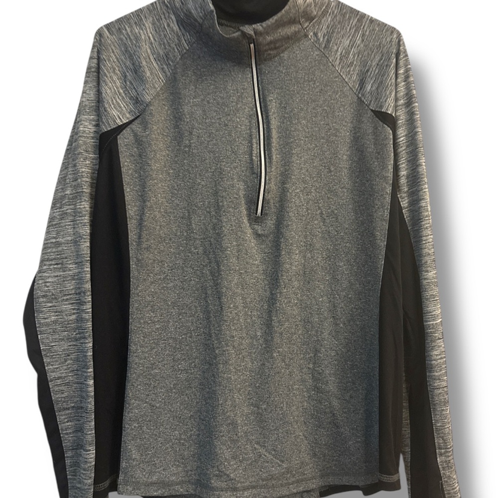 Gray and Black Quarter-Zip workout Pullover